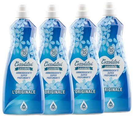 COCCOLATEVI Ammorbidente L'Originale 4 x 1250 ml, Profumo Inteso, Morbidezza Extra, Lavatrice e Lavaggio a Mano