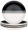 binsakao Ceramic Dinner Plates Set of 4,10.5 Inch Stone Porcelain Plates, Modern Shape Dinnerware Dishes Set for Kitchen, Microwave Dishwasher Oven Safe, Scratch Resistant, Black White