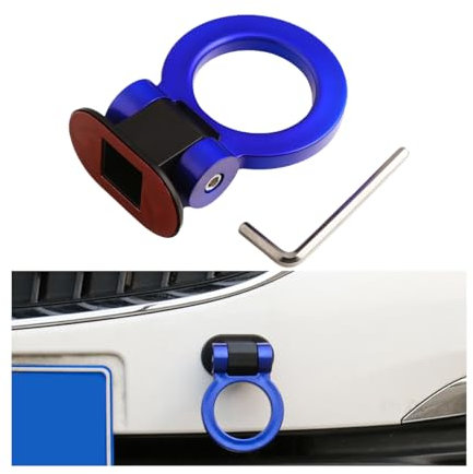 Adunsiaoto Gancio di Traino per Auto Decorativo Universale, Gancio di Traino Auto Tralier Accessori-Auto, Gancio Traino per Auto-Forma Anello, Anello Universale A Forma-Gancio Traino-Auto(Blu)