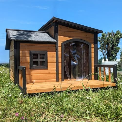 Niche à Chien Border Collie avec Toit Shingle Ouvrant et Terrasse Taille L