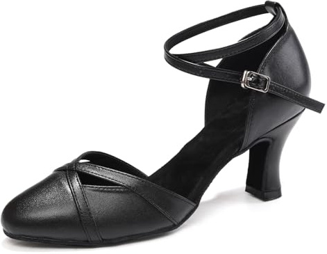 ZYXWVU Donna Scarpe da Ballo Latino Punta Chiusa Salsa Moderna Tango Valzer Scarpe da Ballo Nero, 36.5 EU