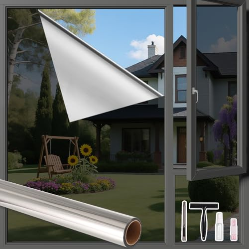 Finnez One Way Privacy Window Film, Reflective Tint, Black, 17.5″ x 78.7″
