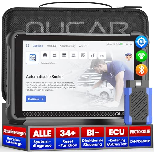 mucar AI-OBD2 Diagnosegeräte, 892BT Diagnosegerät Auto Mit 34 Reset-Funktion Und Volle Systemdiagnose, Auto Diagnosegerät Für ECU-Kodierung/BI Direktionale Steuerung, Kostenlose Lebenslange Updates