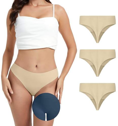 OVRUNS String anti-cameltoe pour femmes, lot de 3 - Strings invisibles, anti-cameltoe, sans couture, pour le sport, Small