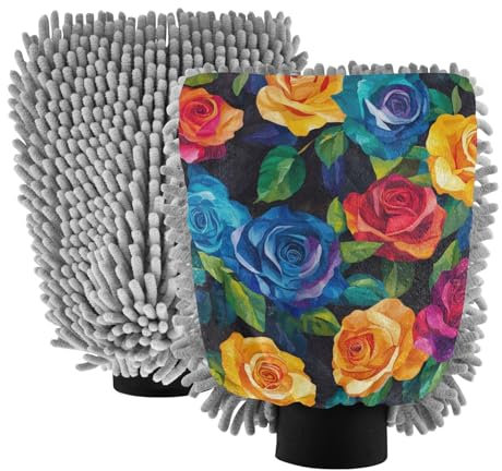 Guanto da lavaggio senza graffio dei guanti colorati dell'autolavaggio delle rose colorate nere per la spugna dell'autolavaggio di Autos