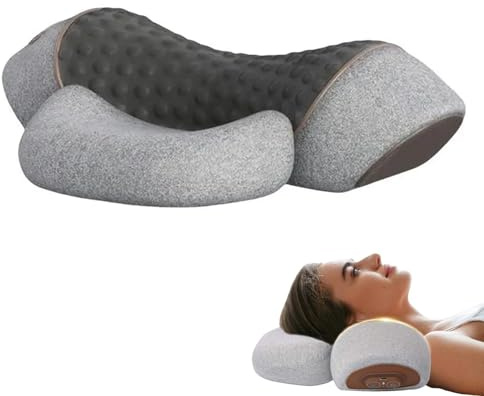 Cojín Cervical Eléctrico 3en1 con Masajeador Cuello y Cervicales,Masajeador de Cuello y Cervicales,Tracción Cervical 26° y Calor Terapéutico,masajeador cervical con calor,Alivio Dolor Cuello(Gris)