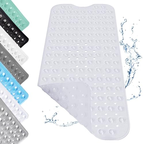 Tappetino Doccia Antiscivolo, 100x40cm Tappetino da Bagno Lungo con Ventose, Tappeto Doccia in PVC Antiscivolo, Tappetino Doccia Antiscivolo per Vasche da Bagno, Pavimenti del Bagno