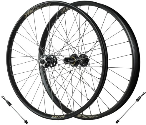 QHYRZE MTB Set di Ruote con Freni A Disco 26/27,5/29 Ruota Mountain Bike Cerchio Bicicletta 32H Sgancio Rapido Anteriore 100mm Posteriore 135mm Mozzo 360 Clic, per Cassetta 7-12s(Black,29'')