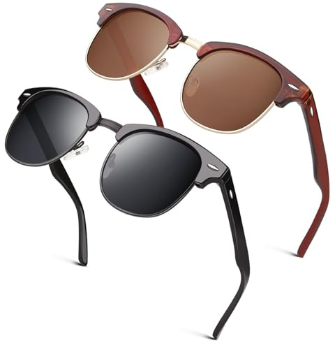 GQUEEN Horn Gestell Halbrahmen Retro Polarisiert Sonnenbrille Herren Damen