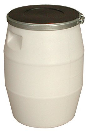 GILAC FÛT 50 litres Blanc, GENOUILLÈRE Metal et Couvercle Noir