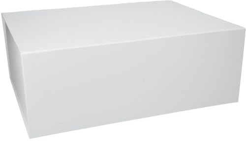 Premium Geschenkbox mit Deckel, faltbar, Geschenkkarton, Magnetbox, Geschenkverpackung für Weihnachten & Geburtstag, Magnetfaltbox, weiß matt, 40x30x15cm