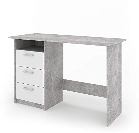 Vicco Schreibtisch Meiko, Beton, 120 x 50 cm, mit offenem Regal zur Ablage von Arbeitsmaterialien