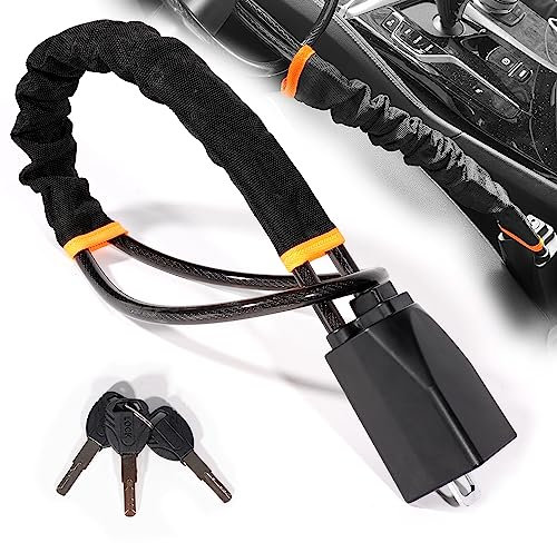 Lenkradschloss für Auto, Lenkradkralle, Auto Diebstahlsicherung mit 3 Schlüsseln, Doppelte Anti-Diebstahl-Vorrichtung vom Lenkrad bis zur Gurtsteckdose, Lenkradsperre Universell Auto Diebstahlschutz