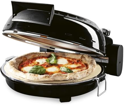 GOURMETmaxx Horno eléctrico para pizza | Con piedra para pizza, ajuste de temperatura y temporizador 30 min - hasta 420°C | Ideal para pizza, pan delicioso y mucho más | 1800W [⌀ 30 cm]