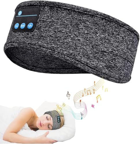 Munginleer Schlafkopfhörer Bluetooth,Drahtlose Bluetooth-Kopfhörer mit Eingebauten HD-Stereo-Lautsprechern, Superweiches Kopfband für Seitenschlaf, Sport, Yoga, Fitness, Entspannung (Grau)