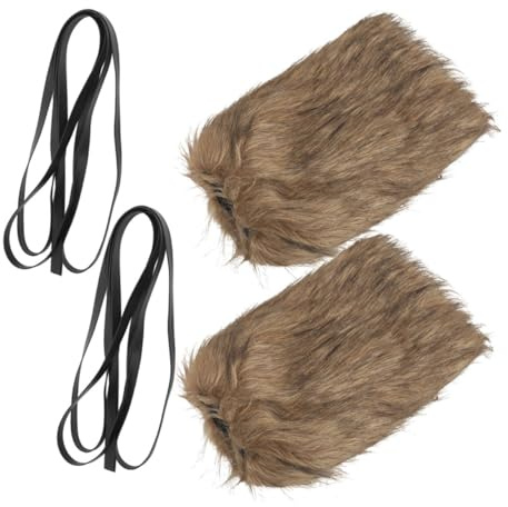Alipis Calentadores de Piernas Peludos para Mujer y Hombre Estilo Vikingo con Diseño Envolvente y Material de Poliéster Suave, Accesorios Vikinga Mujer Ideales para Cosplay y Fiestas