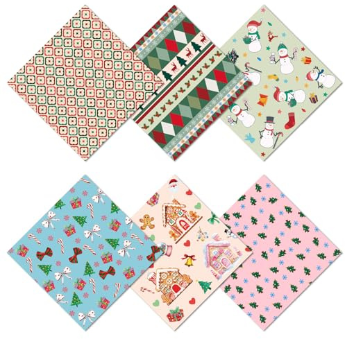 CREATCABIN 6 Paquet Chiffon Nettoyage Lunettes Noël Chiffon Microfibre Doux Multicolore Nettoyant Lunettes Soleil Épais Lingettes Chiffons pour Appareil Photo Téléphone Portable Écrans 15.5x15.5cm