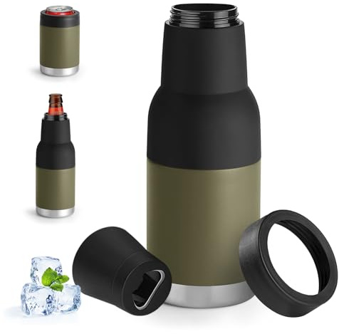 Mejora el enfriador universal aislado de 3 en 1 - Enfriador de latas delgado de acero inoxidable con aislamiento al vacío de doble pared para botellas de cerveza regulares, altas, delgadas y estándar