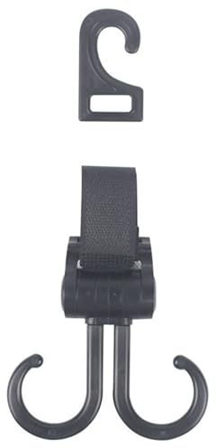 Gancho para cochecito, clip giratorio para uso en viajes, agarre antideslizante, de doble colgador con diseño compacto para bolsas de pañales, bolsos, mochilas, organizador para asiento de