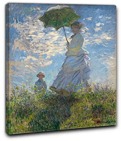 Niik Quadro + Telaio (BC) donna con il parasole di claude monet 60 x 49 x 1,7 cm falso d'autore stampa su tela