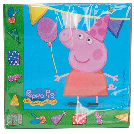 ALMACENESADAN 0921, Pack 20 Papierservietten Peppa Pig, für Partys und Geburtstage, Papierware