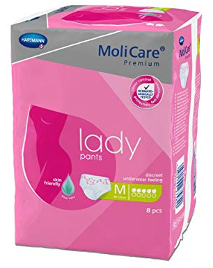 MoliCare Premium lady pants, Diskrete Anwendung bei Inkontinenz speziell für Frauen, Aloe Vera, 5 Tropfen, Gr. M, 8x8 Stück