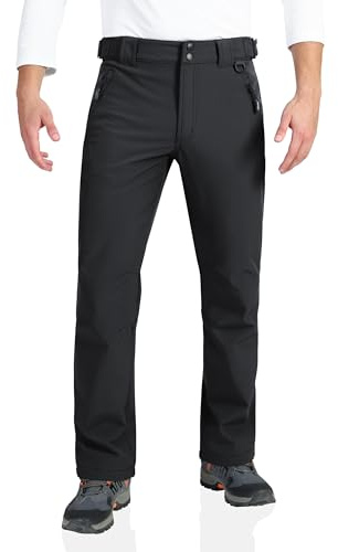 Outdoor Ventures Men's Lite Waterproof Windproof Fleece Lined Warm Hiking Ski Snow Pants Expandable-Waist