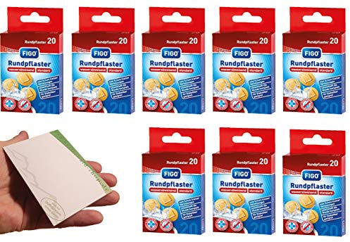 varivendo Notizblock und Figo Wund-Pflaster 20er Rund Hautfarben Rundpflaster (160 Pflaster)