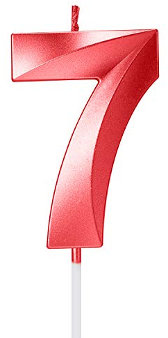 Geburtstagskerzen, 7 Zahlen, Metallic, Rot