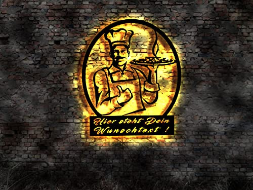 Décoration murale LED en bois pour burger, pizzeria, four à pizzeria, plaque à pizza, plaque à pizza, pelle à pizza, livre de recettes