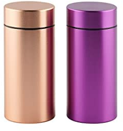 OZCHIN 2er Set Aluminium-Aufbewahrungsgläser, Tragbare, Luftdichte, Geruchsdichte Behälter, Mehrzweck-Aufbewahrung für Gewürze, Kaffee und Tees (Roségold + Lila, 80 ml), Weihnachtsgeschenke
