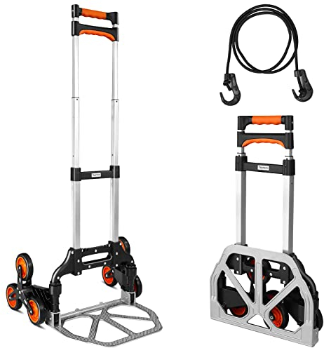 Teprovo Erhöhter Treppenklettern Handwagen, Aluminium, faltbarer Trolley zum Bewegen, flacher Boden, Tragkraft von 79.8 kg, maximale Belastung von 50 kg, tragbarer Dollywagen mit Rädern