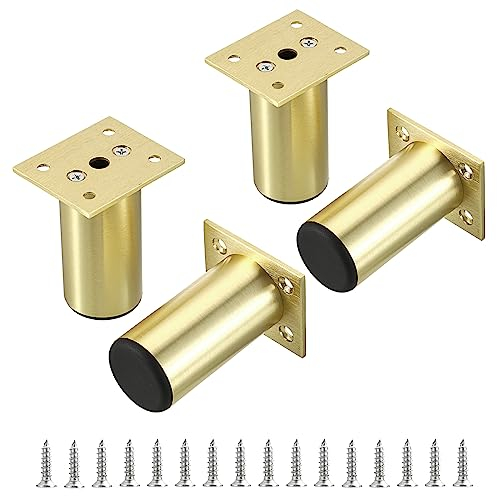 SUMTree 8cm 4 Stück Möbelfüße aus Alulegierung Schrankfüße Beine für Stühle Tisch Schrank Schreibtisch Sofa Möbelbeine mit Schrauben Einfachen Montage Runde(Golden)
