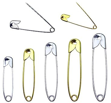 Eterspr 200 Pezzi Spille da Balia, Piccole e Grandi Spille di Sicurezza, Spille da Balia Argento, per Artigianato, Sartoria, Ecc. (Argento, Oro)