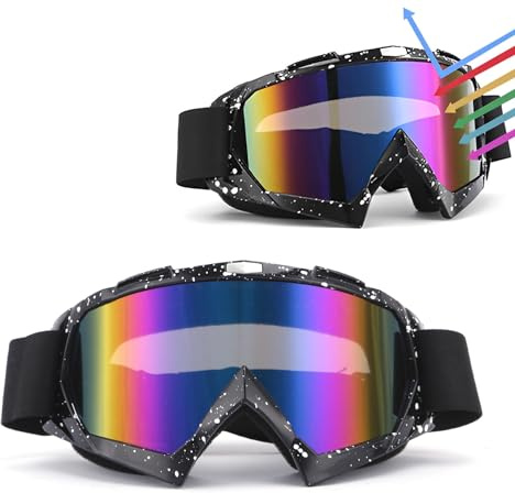 Gotyou Occhiali da Motocross e Sci, Maschera Cross con Morbida Schiuma e Cinghia Regolabile, UV400, per Attività All'Aperto, Motociclismo (Nero)