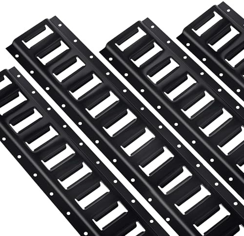STARLEAPARTS Kit de amarre de riel E de 2 pies, sistema de rieles Etrack resistente, 4 unidades, rieles de barra de acero recubierto de potencia para asegurar carga, garajes, remolques, furgonetas con