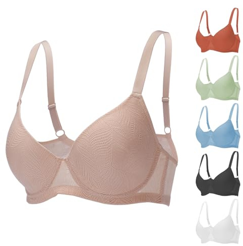 YOWOMO 6pcs Pack Women Everyday Bras Push Up Underwear Support Comfortable Bralette Lounge Lingerie Breathable