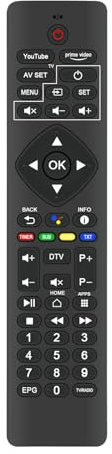 Télécommande de Remplacement AULCMEET Compatible avec Le système Tele, récepteur Satellite numérique, Mise à Niveau UP T2 4K, Tuner DVB-T2, HEVC HDR10+HLG, Adaptateur HDMI/SCART