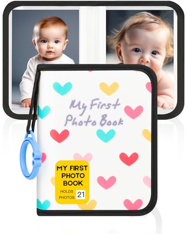 Baby Photo Album Holds 21 6x4 Photos, My First Photo Book for Baby or Toddlers, Love Babys Photo Album Soft Cloth Family Book, Cute Book Gift for Babies Shower Newborns Family Photos (Black)