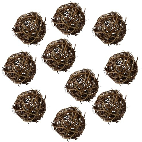 10 Pièce Ø6cm Balles à mâcher pour petits animaux,Boule en Osier Natural,Jouet à mâcher, Vigne Ornements Suspendus Rotin,Accessoires pour cochons d'Inde