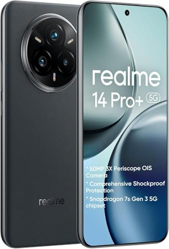 realme 14 Pro+ 5G Smartphone 12+512GB,50MP IMX882 Periscope,procesador Snapdragon 7s de Tercera generación,Pantalla Curva cuádruple de 6,83 Pulgadas 120Hz,Batería Titan 5260mAh, Gris