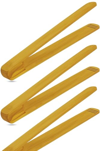 MC-Trend 3 pinzas para barbacoa de 30 cm de madera de cerezo noble, pinzas de cocina de madera de alta calidad con ranuras de 2 cm para un agarre seguro, accesorios para barbacoa y pinzas para