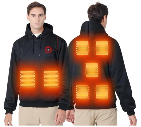 Heated Hoodies for Women Men - USB Electric Fleece Heated Jumpers Hooded Sweatshirt Heating Body Warmer Ladies Outdoor Motorcycle Pullover Hoodies Jumpers with 7 Heating Pads(No Battery)