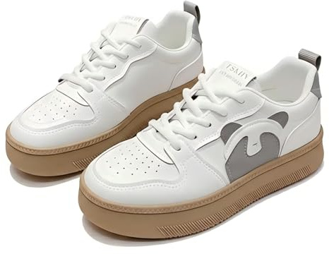 Women's Platform Sneakers Panda Graphic Shoes Versatile Walking Footwear Trendy Fashion Trainers Comfortable Low Top Creepers Stylish Casual Kicks (Gray,5)