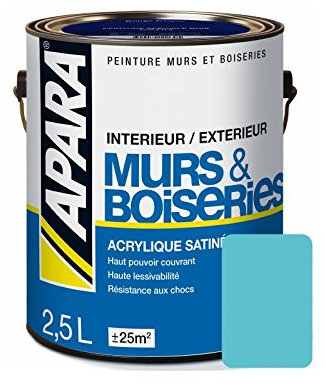 Peinture intérieure couleur, acrylique satinée 2.5 litres Bleu turquoise