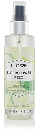 I Love Elderflower Fizz Scented Body Mist, Formulated With Natural Fruit Extracts Which Offer a Burst of Fragrance, FastDrying Refreshment Throughout the Day, VeganFriendly 150ml