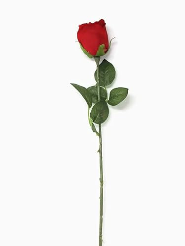AFS 55cm Long Single Stem Red Rose - Valentine Wedding Gift Artificial Flower
