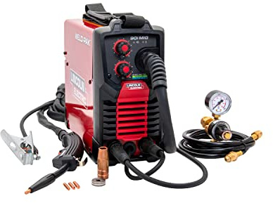 Lincoln Electric 90i MIG and Flux Core Wire Feed Weld-PAK Welder, 120V Welding Machine, Portable w/Shoulder Strap, Protective Metal Case, Best for Small Jobs, K5256-1