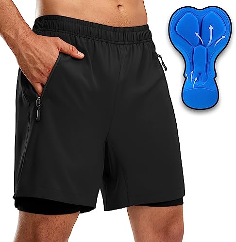 Men's Mountain Bike Shorts 3D Padded Loose-fit Biking Riding Cycling Bicycle Biker Cycle Padding Shorts for Men Zipper Pockets(Black,S)