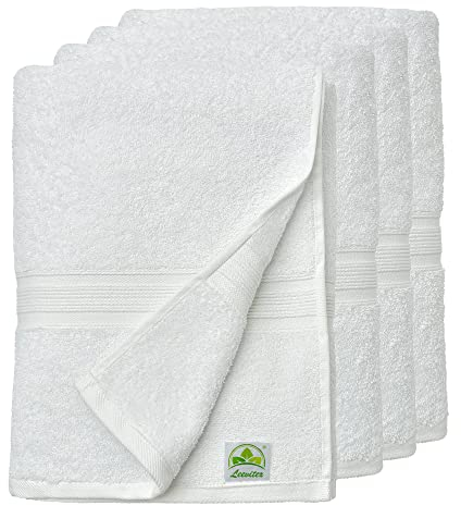 leevitex® Handtuch 4er Set aus 100% Baumwolle, weich und saugstark | 500 g/m² | 50 x 100 cm | Weiß